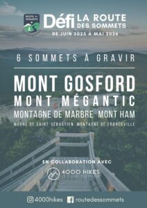 route des sommets, Mont Gosford, Mont Mégantic, Montagne de marbre, Mont Ham, morne de saint-Sébastien, montagne de Franceville, randonnée, défi, élévation